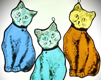 Stained glass cat suncatcher