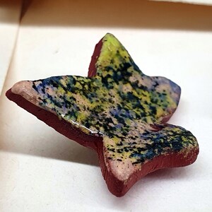 Pair of small handmade ceramic pottery buttons- 2 small green ivy leaf handpainted pottery button multiple colour options C69 C129