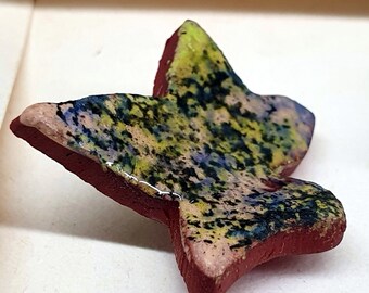 Pair of small handmade ceramic pottery buttons- 2 small green ivy leaf handpainted pottery button multiple colour options C69 C129