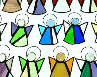 Patchwork stained glass angel suncatcher hanging ornament
