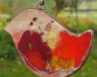Handmade ceramic robin ornament, christmas robin, xmas decoration, robin gift uk
