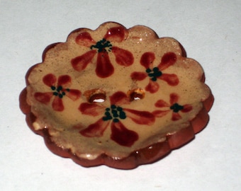 Handmade large ceramic button -single large flower pottery button, handpainted multiple colour options flower button C10 C20