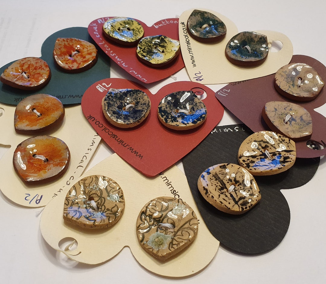 Large Ceramic Buttons Handmade Large Ceramic Button - Single or Mixed Set of 8 Medium Petal ...