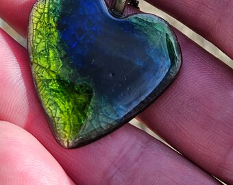 Ceramic heart shape pendant necklace