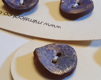 Pair of small handmade ceramic buttons - 2 small pink/purple petal handpainted pottery buttons multiple colour options C134 C140