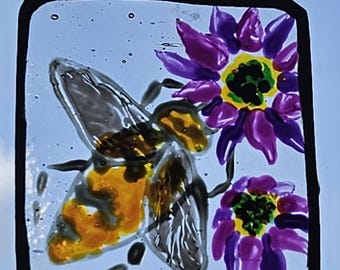 Handpainted stained glass suncatcher, favour, window hanging personalized with custom engraving