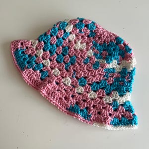 Pride Hat, Trans Pride Bucket Hat, Happy Pride!, Handmade Crochet Bucket Hat