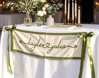 Fabric Wedding Welcome Sign, Romantice Ceremony Reception Banner,Custom Linen Garden Signage,Wedding Sweetheart Table Signs, Wedding gift