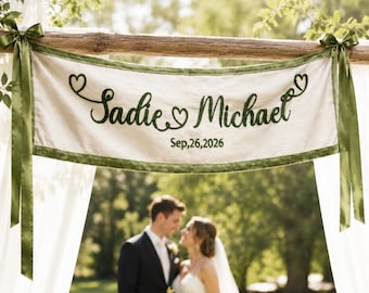 Wedding Welcome Sign, Custom Wedding Ceremony Banner, Personalized Wedding Backdrop, Romantic Couples Name Sign, Reception Decor Signage