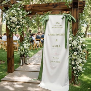 Personalisiertes gesticktes Hochzeit Willkommensschild, benutzerdefinierte Stoff Hochzeit Willkommensschild, benutzerdefinierte Leinen Hochzeitsschild, Zeremonie Boho Hochzeit Willkommensschild