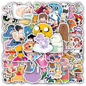 Set 60 Cartoon Movie Figure Stickers for Party Favors, Toy Bins, Waterproof Vinyl Sticker Sheet for Laptop, Phone, Water Bottle and More
