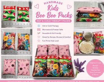 Kids Boo -Boo PACKS- Rice & Lavender Hot/ Cold  Therapy packs/Reusable hot / cold packs/  Microwave freezer safe 100 Cotton fabrics