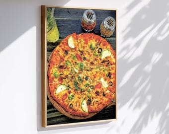 Colorful Veggie Pizza – Vibrant Digital Food Art Print for Kitchen or Dining Decor ART0074