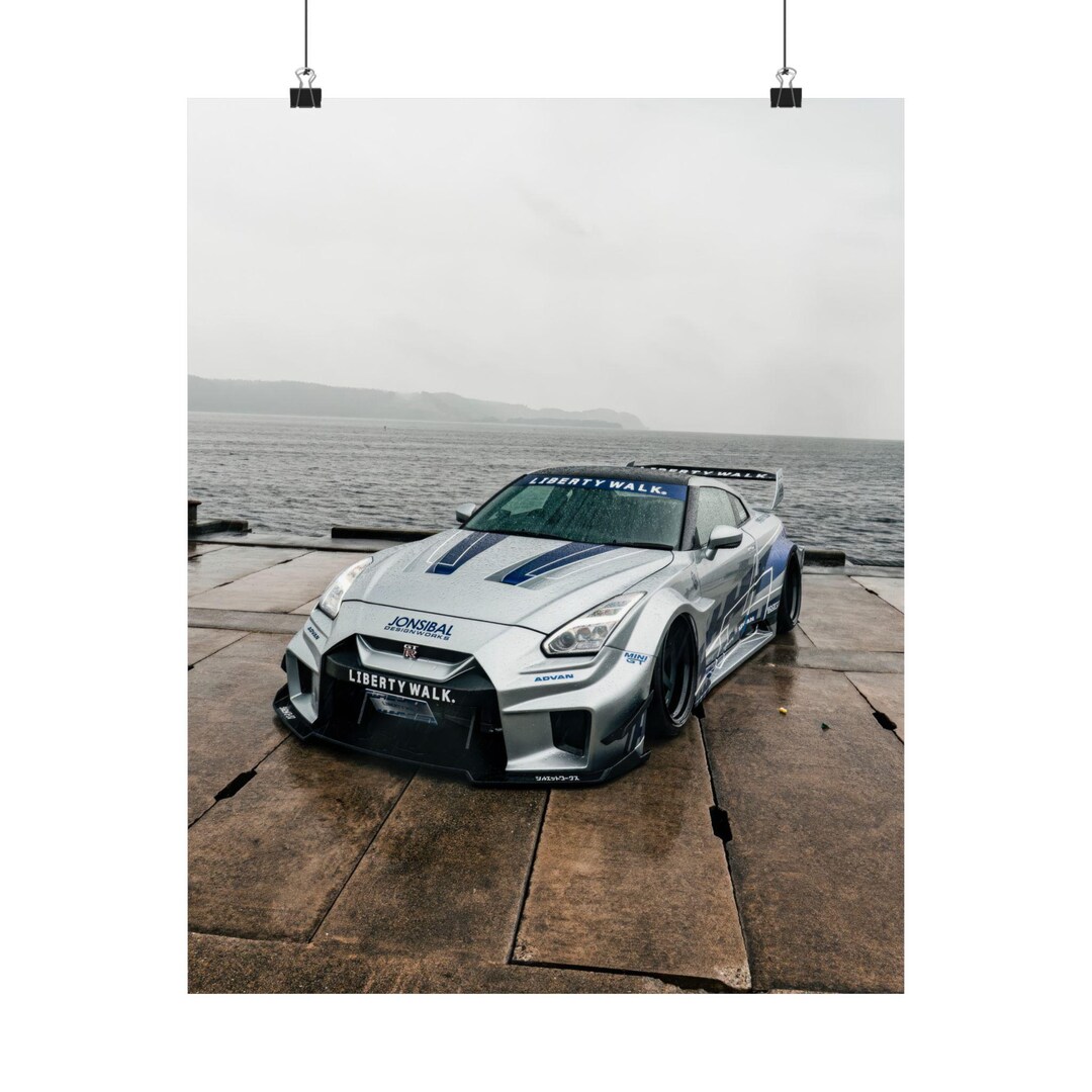 Silver Drift Race Car Matte Poster | Vertical Automotive Wall Art ...