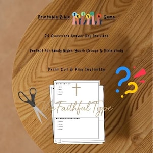 Bible Trivia Game Printable – 24 Question Cards with Answer Key – Christian Family Activity, Bible Study Game, Youth Group Icebreaker