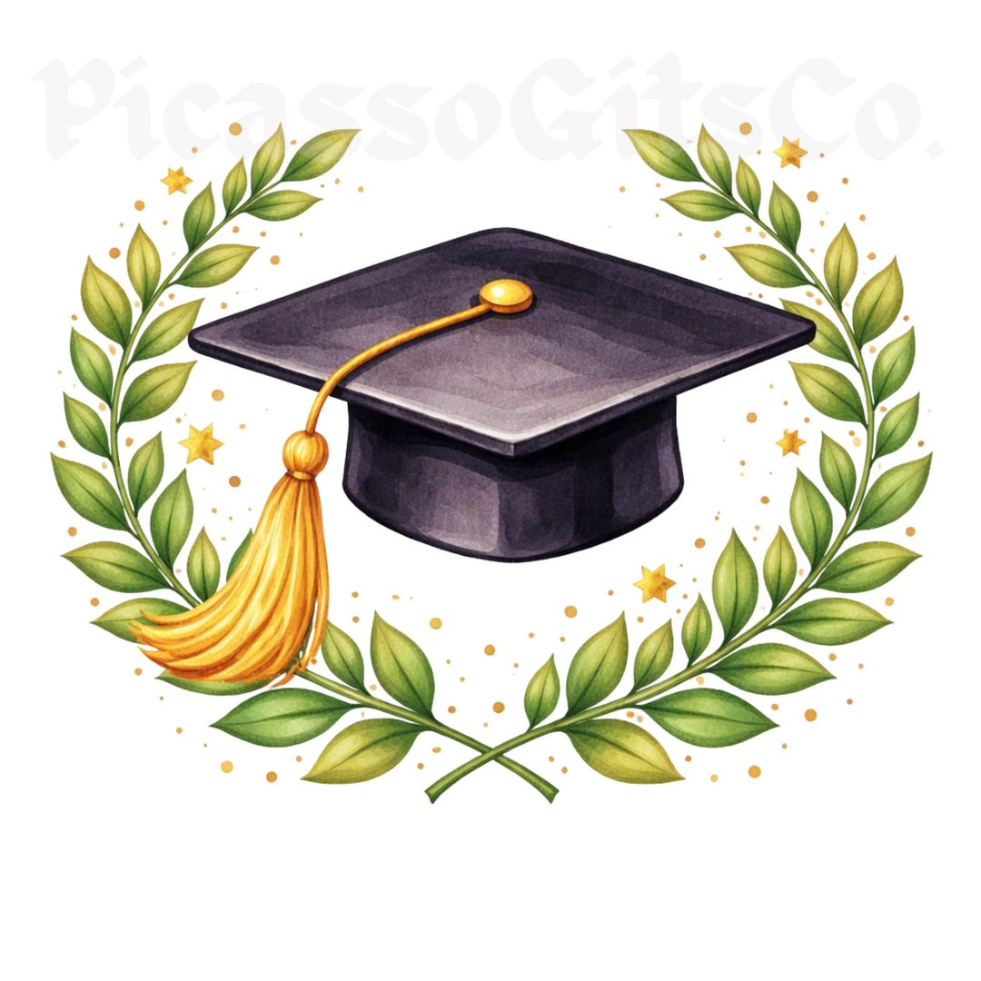 Watercolor Graduation Cap Clipart, Graduation Hat PNG Graphics Bundle ...