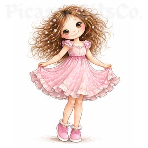 Whimsical Girl Clipart Bundle, Cute Watercolor Girl PNG, Kids ...