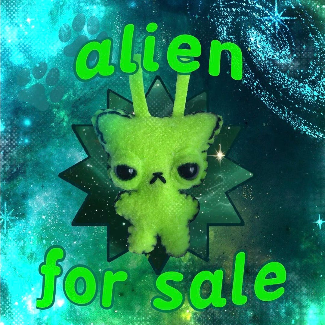Handmade Alien Cat Felt Keychain - Etsy