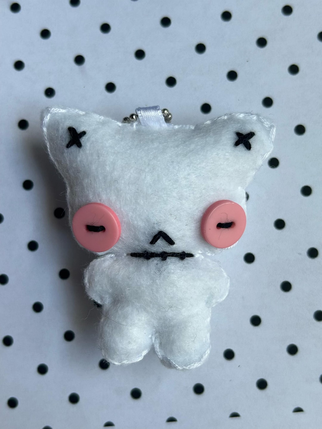 White Kitty Felt Plush Keychain - Etsy