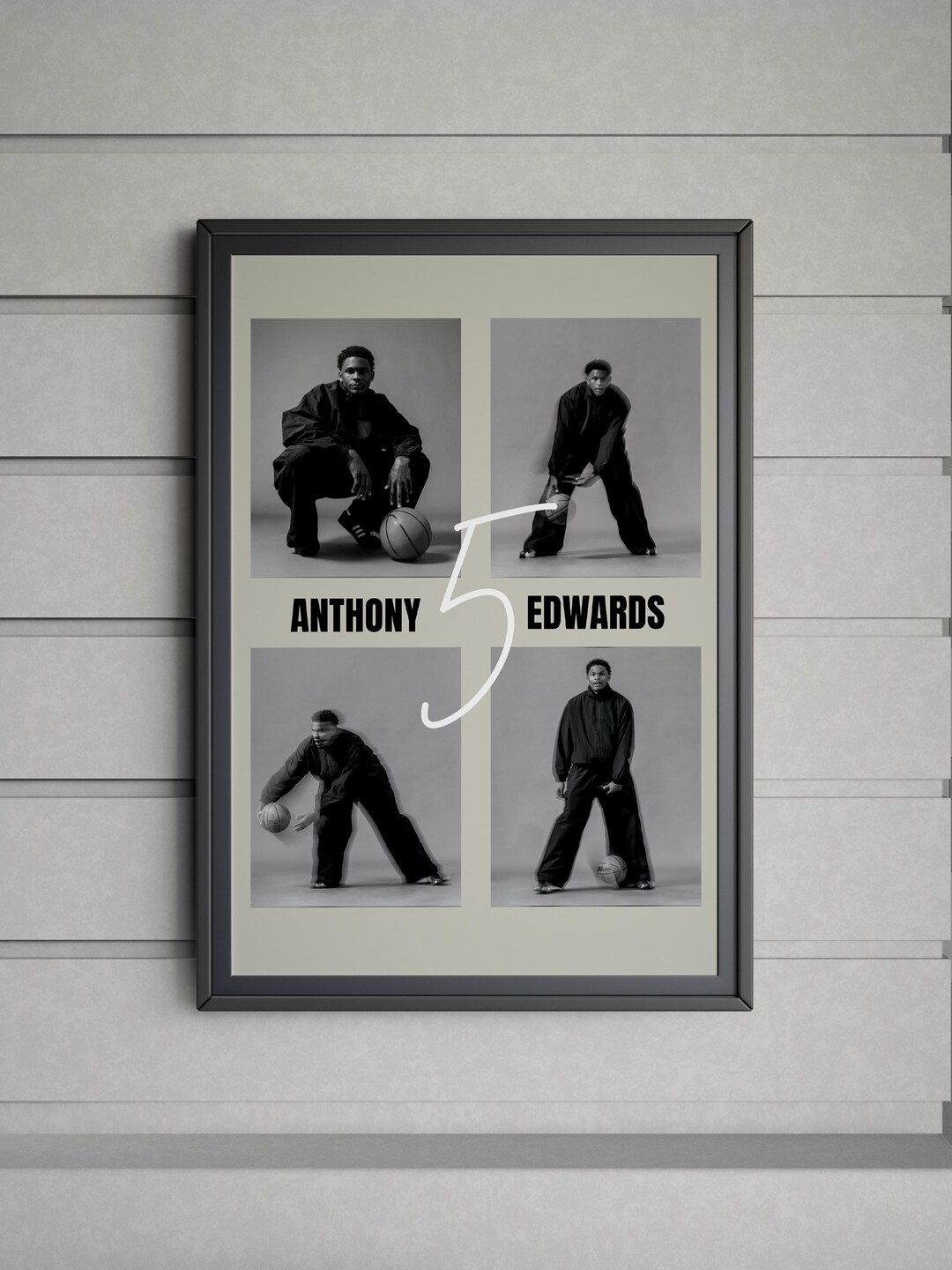 Anthony Edwards Black & White Poster – Minimalist NBA Digital Art Print ...
