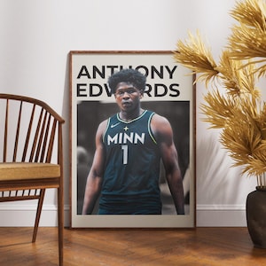 Anthony Edwards Poster | Minnesota Timberwolves Wall Art | Digital Basketball Print