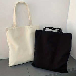 Large Canvas Shoulder Tote Bag for Women – Casual Solid Color Handbag – Eco-Friendly Shopper for Travel & Everyday Use