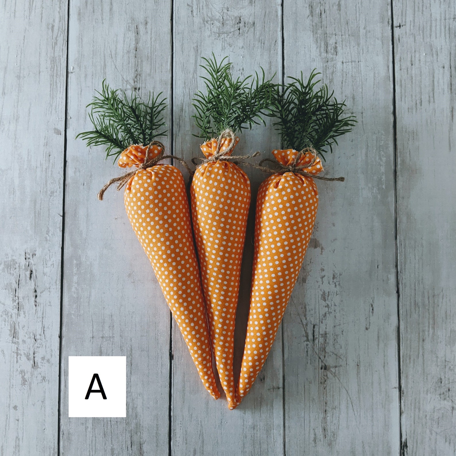 Set 3 Fabric Carrots Easter Decor Buffalo Check Orange Polka Etsy