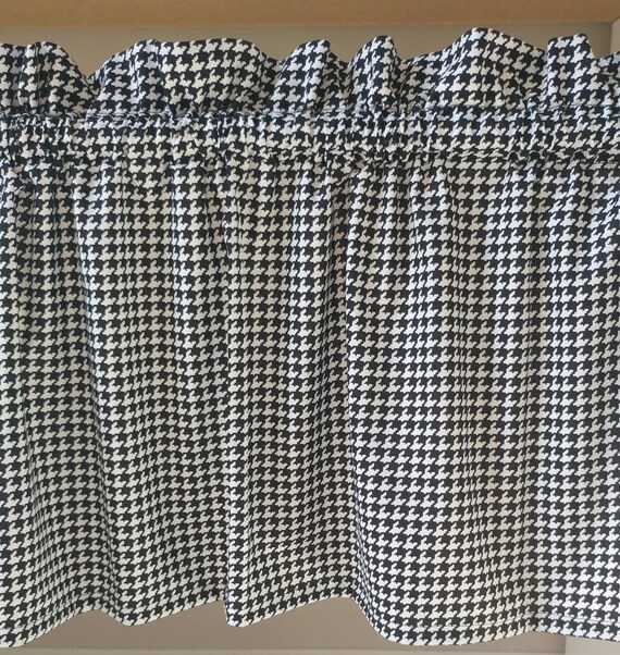 Houndstooth Valance Curtain Topper Black White Alabama Etsy