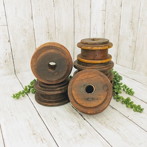 Wooden Spools Vintage old antique tiered tray riser Rustic Distressed textile farmhouse sewing old machine home decor wood