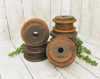 Wooden Spools Vintage old antique tiered tray riser Rustic Distressed textile farmhouse sewing old machine home decor wood