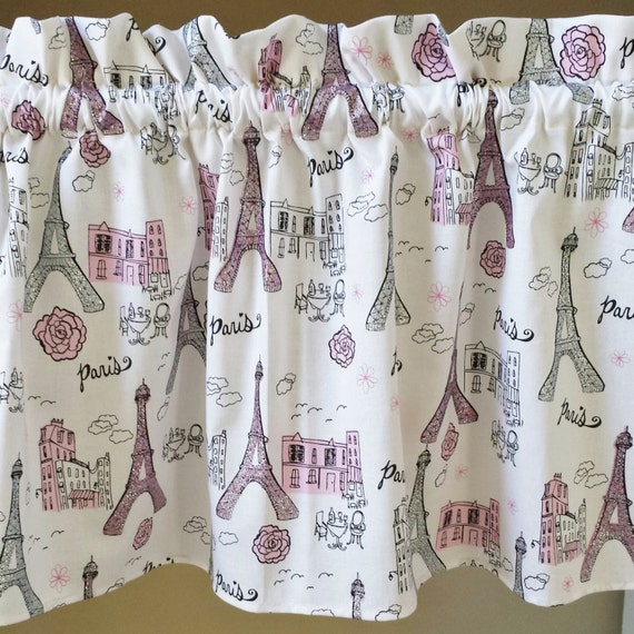 Paris Eiffel Tower Valance Curtains Pink White Silver Glitter Etsy