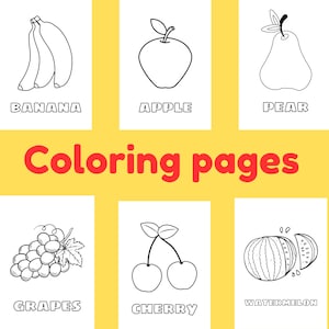 Fruit Coloring Pages for Kids – 10 A4 Printable Sheets with Fun Fruits to Boost Fine Motor Skills and Early Word Recognition