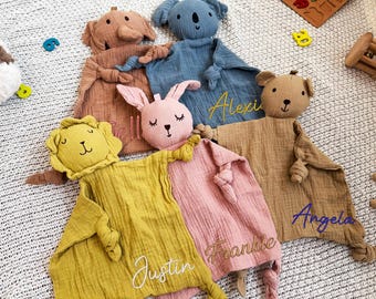 Peluche personalizado para bebé: nombre bordado, suave peluche de algodón.