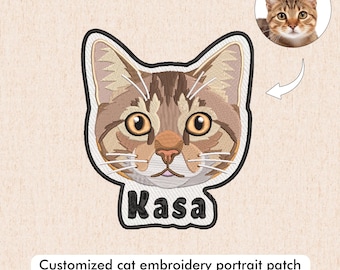 Toppe personalizzate con ritratto di gatto, toppa personalizzata con gatto, toppa con nome personalizzato, toppa da cucire/stirare per vestiti e cappelli