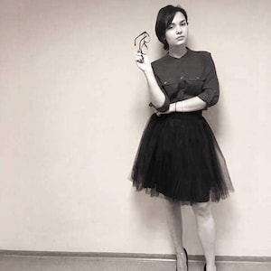 Tulle skirt .Black tulle skirt. Tea length tulle skirt. Woman tulle skirt. Tutu skirt woman.Tulle skirt women. Plus size tutu skirt.