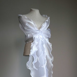 Bridal  shawl. White organza shawl. Bridal cover up. Wedding wrap.Bridal stole. Bridal cover up. Mother of the bride shawl. Wedding capelet.