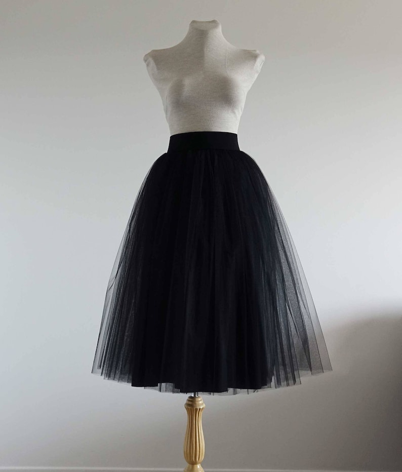 tea length black tulle skirt