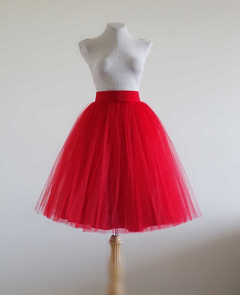 Red Tulle Skirt. Tulle Skirt. Tea Length Tulle Skirt. Woman Etsy