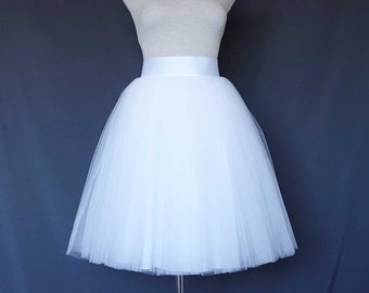 White Tulle Skirt . Tea length tulle skirt . Women tulle skirt. Tutu skirt women. Bridal tulle skirt. Bridal tutu skirt. Custom made skirt.