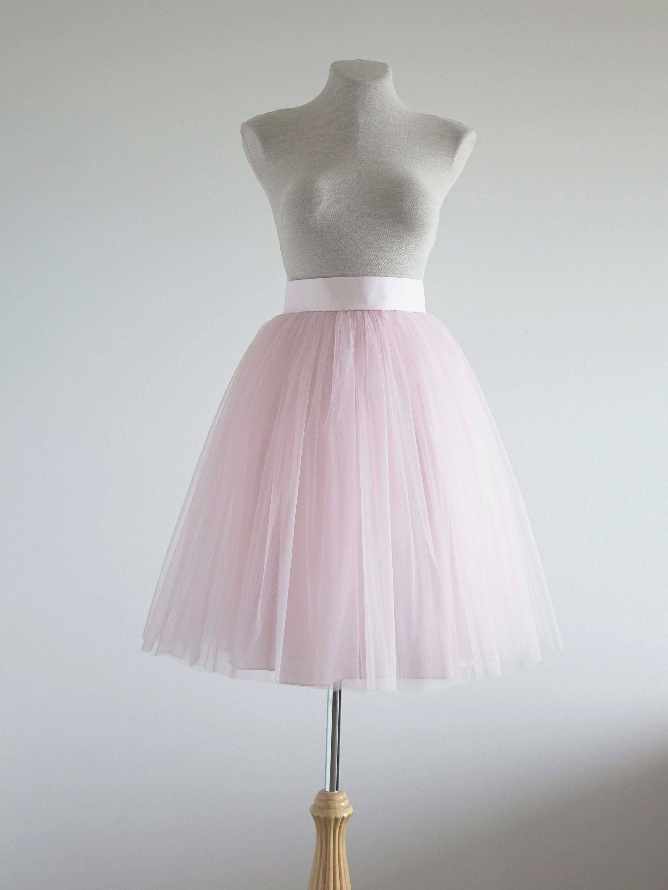 Light Pink Tulle Skirt. Tea Length 
