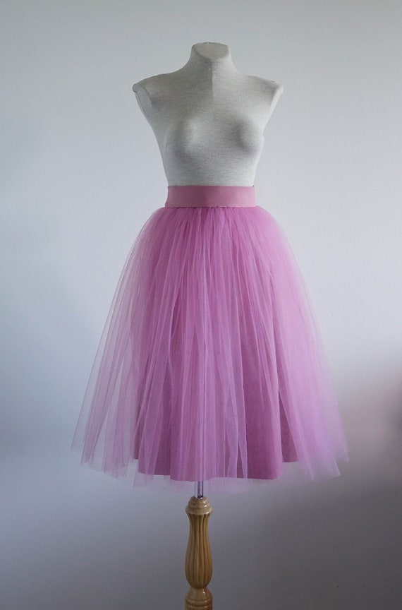 Iced Mauve Tulle Skirt. Tea Length Tulle Skirt. Woman Tulle | Etsy