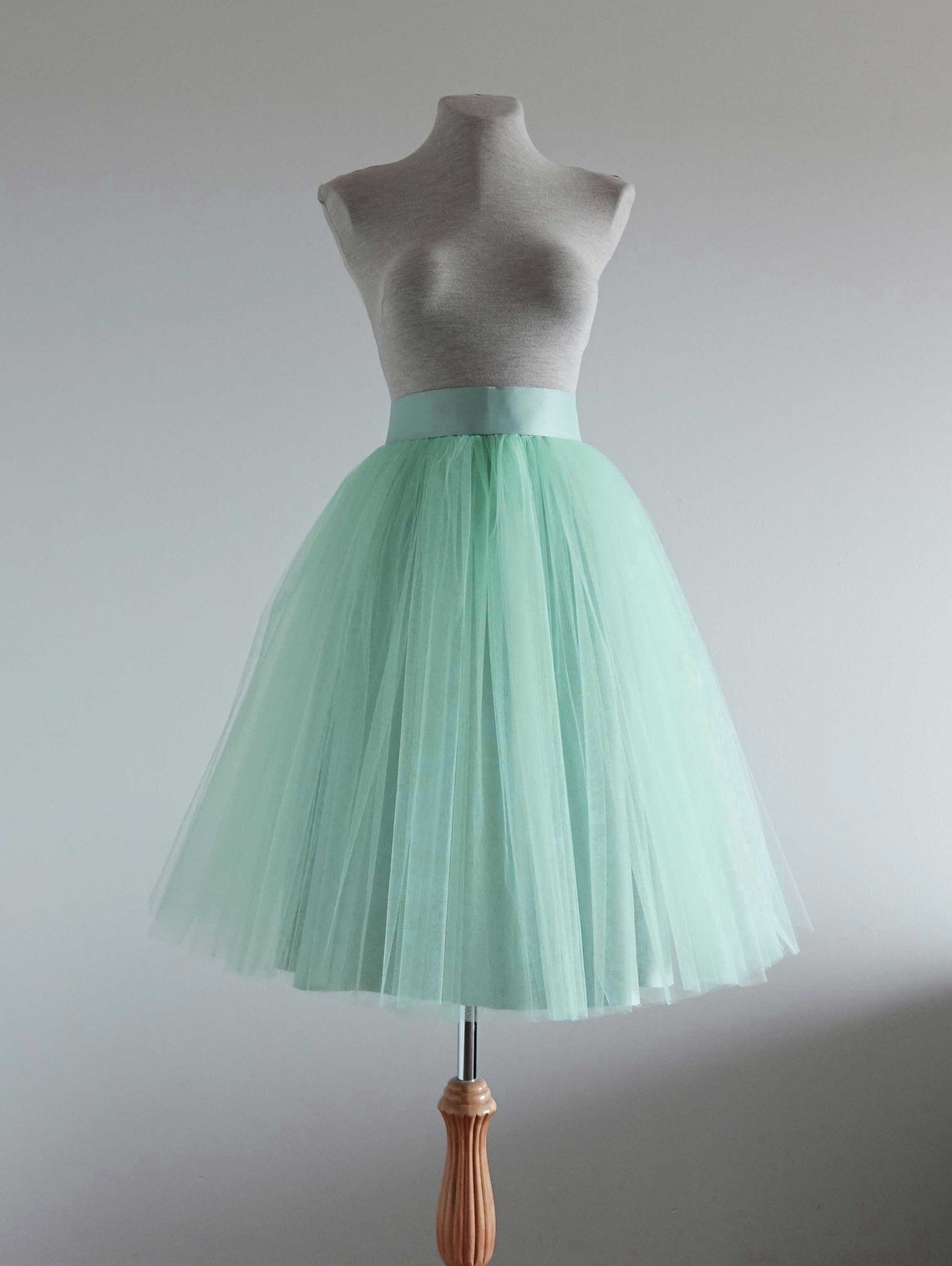 Mint green tulle skirt. Tea length tulle skirt. Women tulle | Etsy
