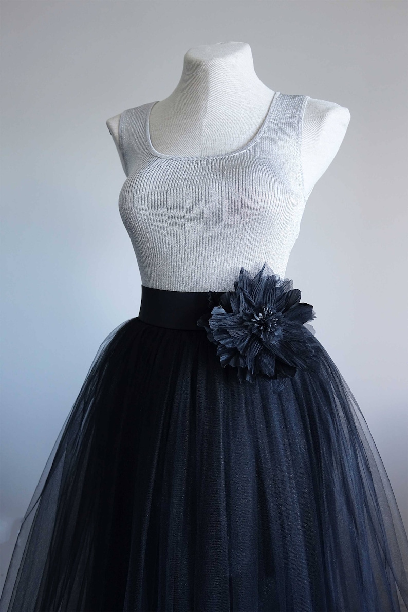 tea length black tulle skirt