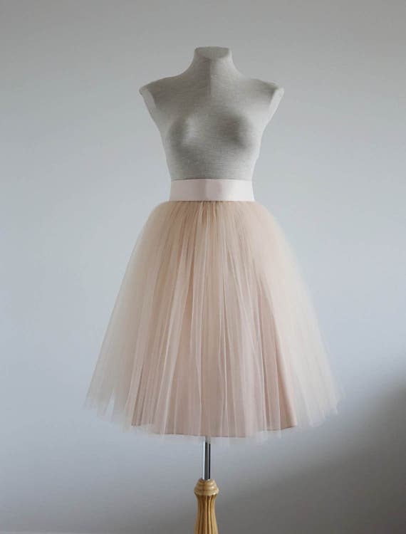 12162 Powder Tulle Detailed Midi Skirt main image 0