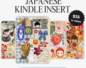 Japanese Kindle Insert Bundle – Kawaii, Vintage & Retro Aesthetic | Printable All Kindle Basic Paperwhite Colorsoft (KINDLE ONLY)