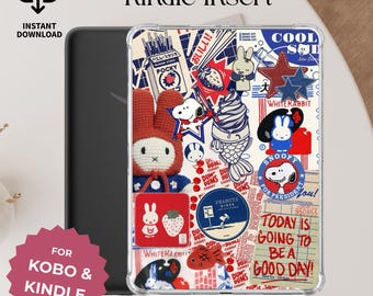 Red & Blue Kindle Insert for Clear Case (Digital Download) | Kobo Libra Color