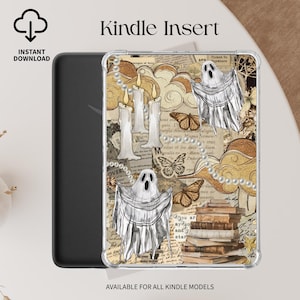 Spooky Bookish Kindle Insert, Halloween Kindle Printable Ghost Kindle Decor Autumn Aesthetic Digital Download Fall Insert Kindle Stickers