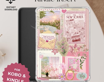 Pink Collage Kindle Insert | Digital Download | Kindle PaperWhite | Kobo Libra Color Decor | CottageCore