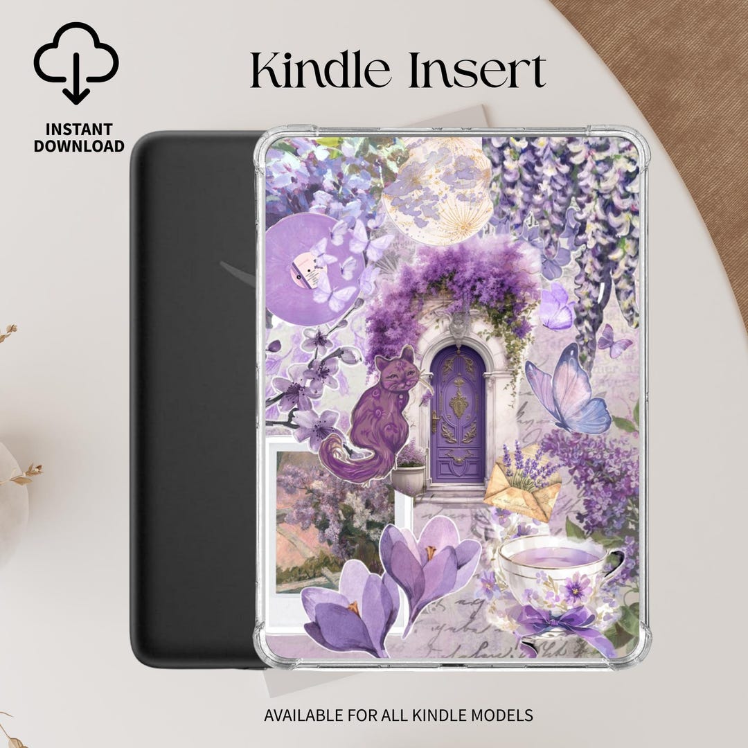 Lavender Kindle Insert Fantasy Aesthetic Kindle Printable Clear Case ...