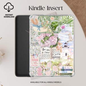 Picnic Kindle Insert Spring Aesthetic Kindle Printable Clear Case Insert Digital Download Kindle Stickers Cozy CottageCore Pastel Decor Case